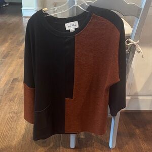 Joseph Ribkoff Black and Brown Crew Neck Sweater- size 12